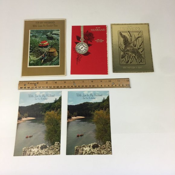Vintage Lot of 14 Used Dad Husband Greeting Cards Art Scrapbooking Upcycle Craft - Picture 3 of 9